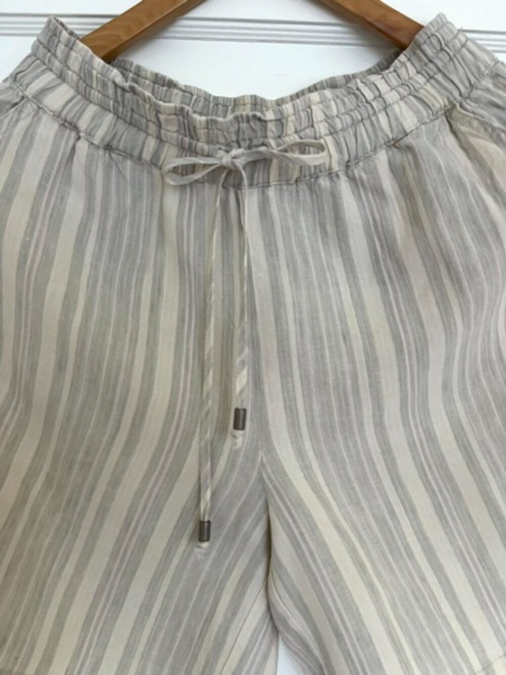 Anthropologie Beachy Linen Stripe Drawstring Shorts | Size S - Picture 6 of 11